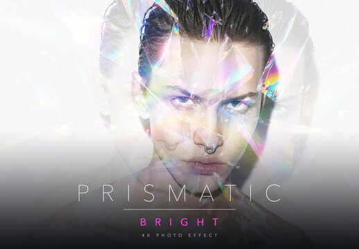 Prismatic Rainbow Holographic Photo Effect Template - Bright Iridescent High Key Chromatic Light Look