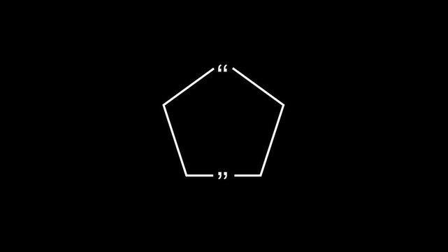 Hexagon quote frame icon animation on black background. Perfect for social communication, messaging, punctuation or UI motion graphics. Hexagon quote mark.