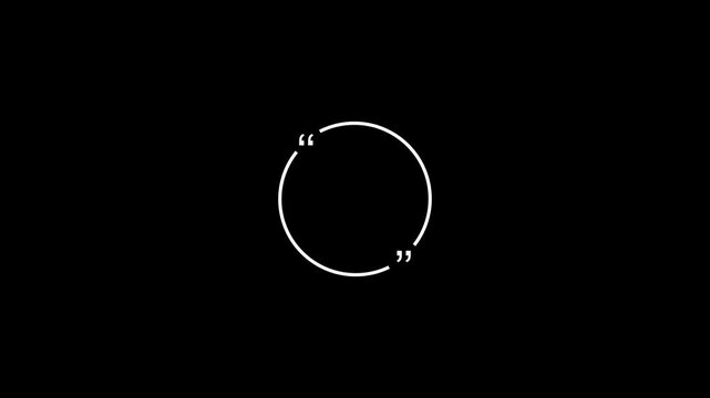 Circle animation with quotation mark on transparent background. Circle motion animation. Digital elements circle icon.