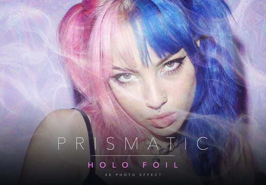 Prismatic Holographic Foil Photo Effect Template - Iridescent Rainbow Pastel Pearlescent Sheen Look
