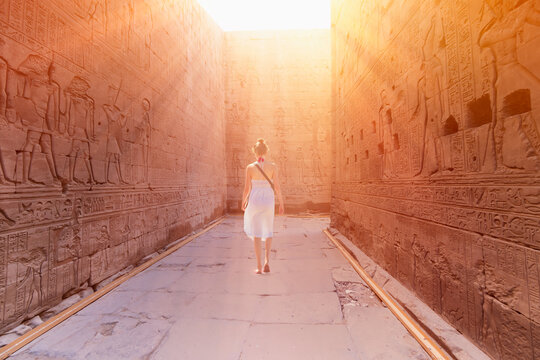 Egyptian culture Hieroglyphic walls in the Horus Temple - Edfu, Egypt