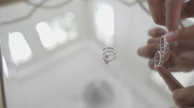 wedding ring rotation on the mirror table