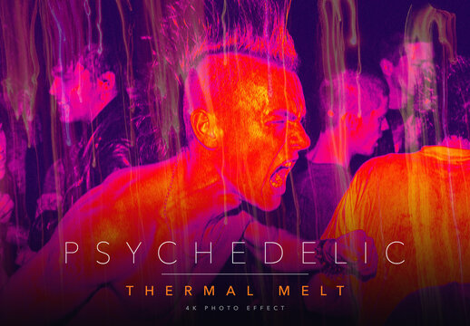 Psychedelic Thermal Melt Photo Effect Template - Trippy Infrared Heat Map Acid Gradient Melt Look