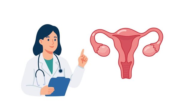 animation gynecologist explaining female reproductive system
