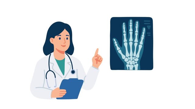 animation doctor explaining hand x ray examination