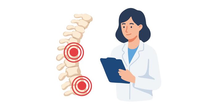 animation doctor reviewing spinal pain diagnosis