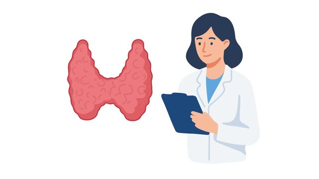 animation doctor reviewing thyroid gland anatomy