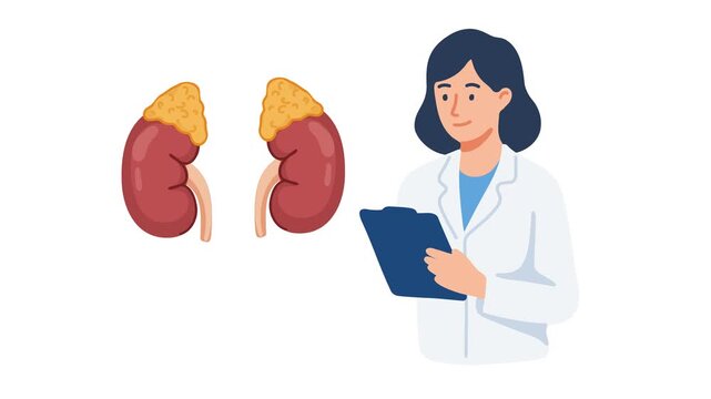 animation doctor explaining adrenal glands anatomy and function
