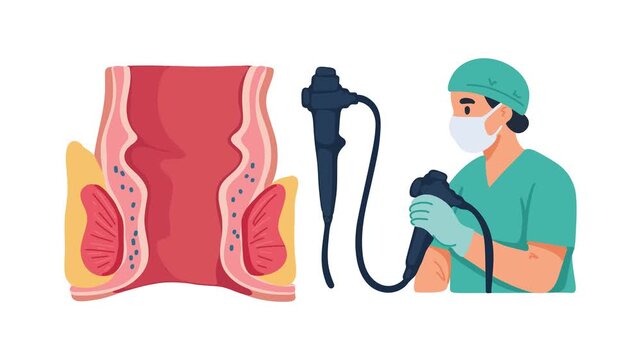 animation colonoscopy for hemorrhoid diagnosis