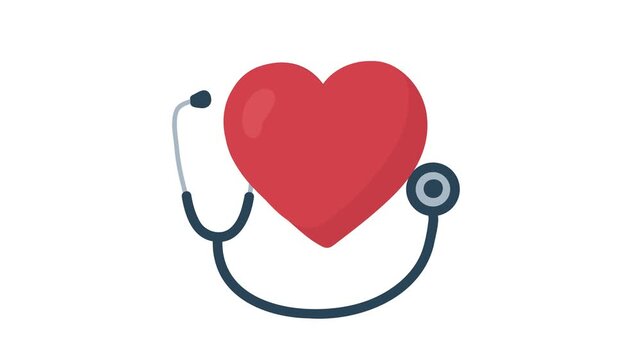 animation heart with stethoscope cardiology concept