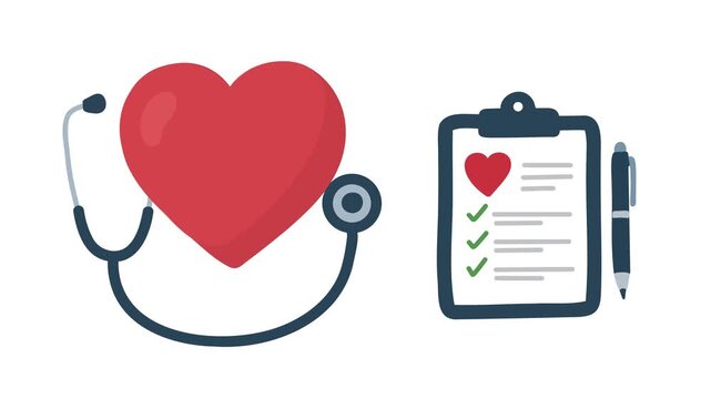 animation heart health medical examination concept