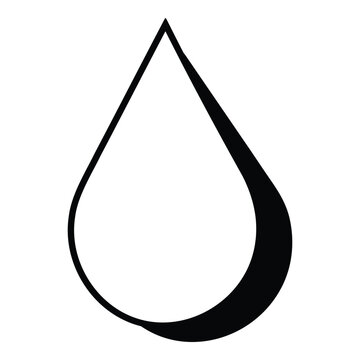 Black geometric teardrop water drop shape brutalist graphic element for modern Y2K poster vector design illustration