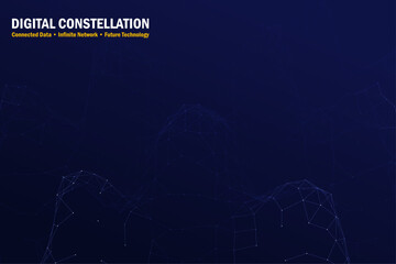 Futuristic digital constellation background with connected dots and glowing network lines © WonderKidsArtStud94