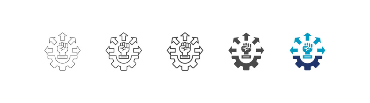 capability icon set consisting of multiple styles vector illustration. editable stroke