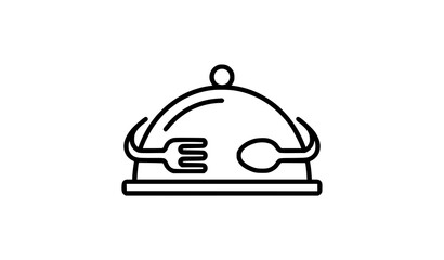 Fototapeta premium Meal Serving Tray Line Vector Icon for Food and Catering