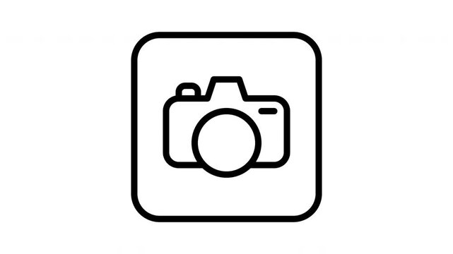Photo Camera Button Line Icon Animation for Mobile App and Website Interface Alpha Channel