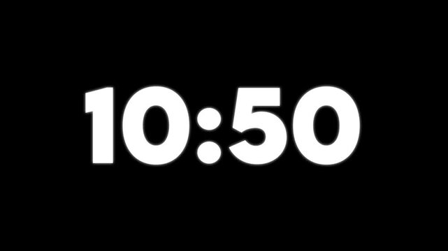 Bold white digital clock numbers showing eleven forty three isolated on a deep black background