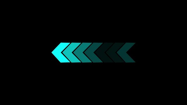 Glowing neon light animated traffic directional arrows sign. Left arrow for road direction. Flashing direction indicators