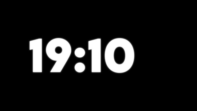 Minimalist white digital clock display showing the time twenty forty three on a black background