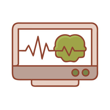 Computer monitor showing brain waves and healthy heartbeat.