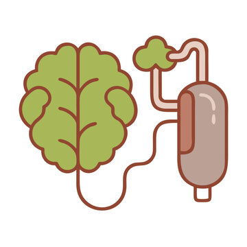 Brain connected to technology device for artificial intelligence.