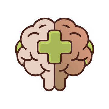 Brain health vector icon illustration, mental well-being and psychological care.