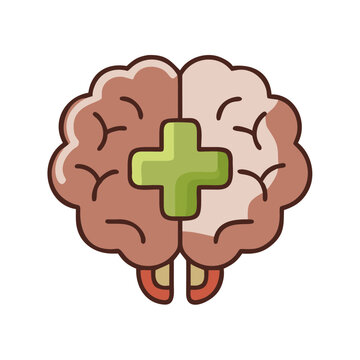 Brain care vector icon illustration, mental health awareness, medical symbol.