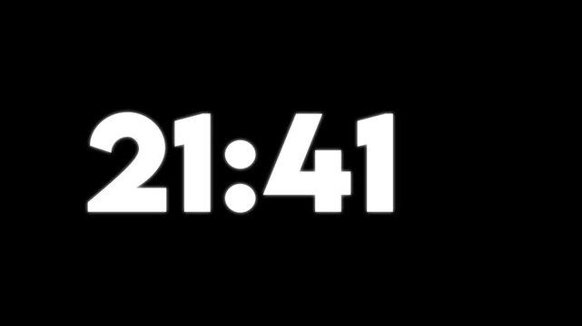 Contrast white digital clock numbers showing twenty two twenty nine on a dark black background