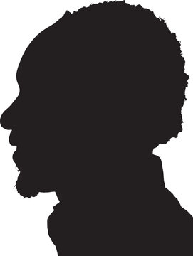 vector,silhouette of side view of head shot portrait of  a african man