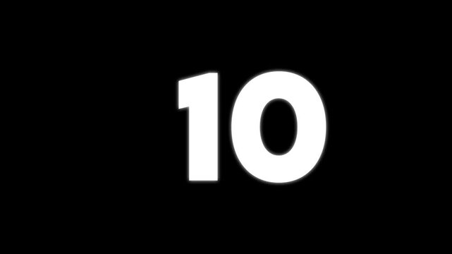 Bold white number six isolated on a solid black background for and countdowns