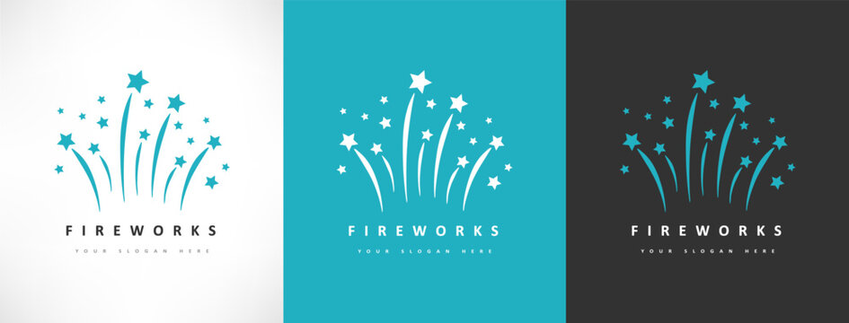 fireworks and stars logo vector design