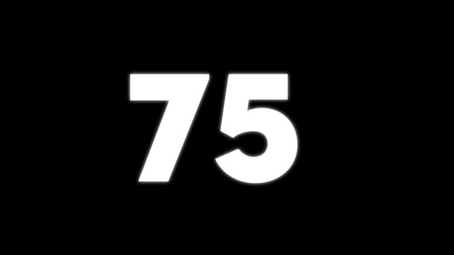 Large bold white number forty five isolated on a solid black background for digital countdown timer