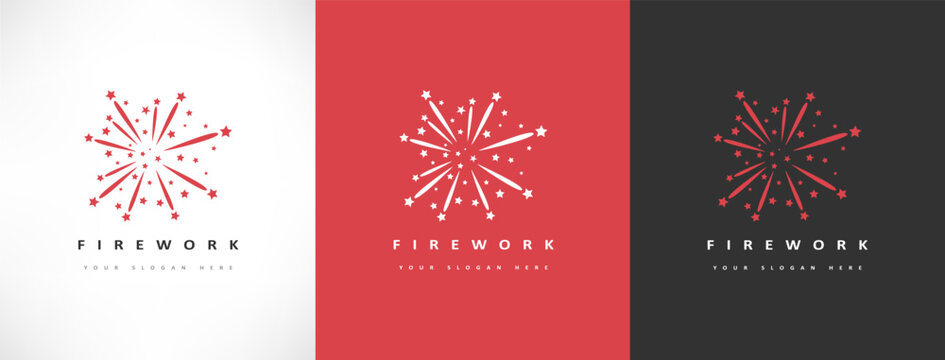 fireworks and stars logo vector design