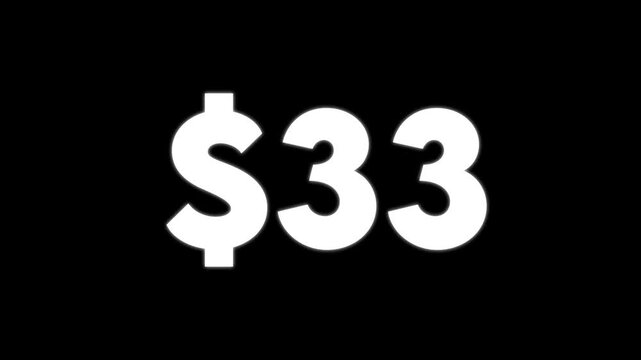 Large bold white dollar sign and number twenty isolated on a solid black background for finance