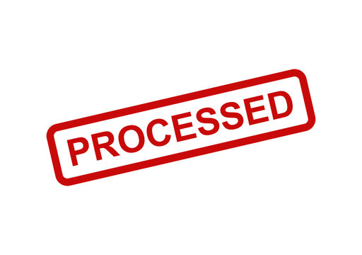 Red processed rubber stamp seal text icon isolated on a transparent background for business and office document use isolated on transparent background