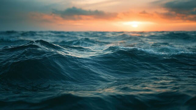 Open ocean twilight concept of vastness and freedom selective focus adventure spirit theme ethereal Double exposure endless sea backdrop