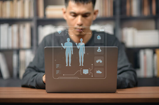 Digital Health Data Analysis with Male User Using Technology Interface in Modern Workspace