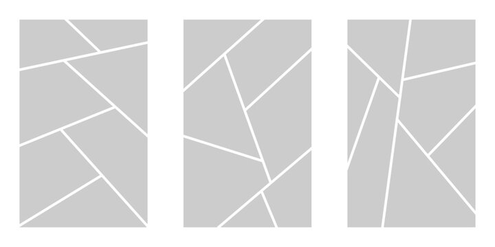 Image collage layout template. Grey mosaic mood board grid collection. Picture frame set. Photo album idea for banner, poster, comic page, flyer, brochure, booklet, memory wall design. Vector pack