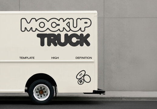Delivery Truck Side Vehicle Branding Mockup