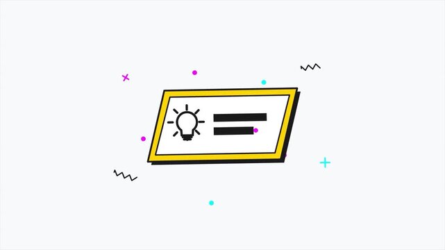 Quick Tips Badge with Light Bulb. Quick Tips Animated Icon on White Background. 4k videos displays a hand-drawn doodle style rectangular card with pulsing accents. 4k video animation seamless loop