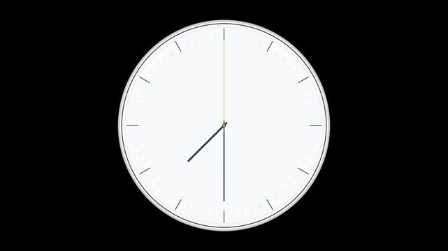 Clock Timelapse Greenscreen Alpha Loop featuring fast movement of clock hands motion blur on Analog Wall Clock Isolated showing Time Passing Fast 12 Hours Classic Clock 4k video