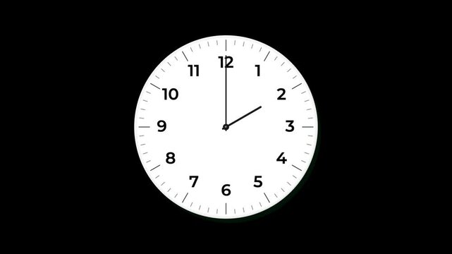 Clock Timelapse Greenscreen Alpha Loop. Fast movement of clock hands motion blur. Analog Wall Clock Isolated. Time Passing Fast. 12 Hours Classic Clock rotates. 4k video