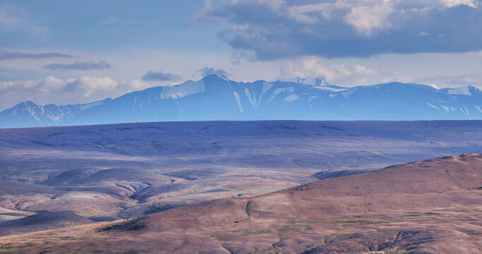 Dry Mongolian landscapes of the south of Altai, summer travels