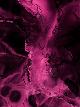Abstract pink fantastic creative hand painted background, marble and brush texture