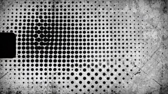 Abstract halftone pattern with vintage film grain and scratches texture