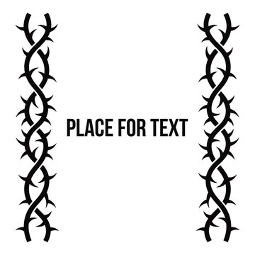 Barbed wire border design with text placeholder on white background icon
