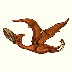 Flying Pterodactyl Dinosaur Vector Illustration © sahil