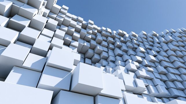 Dynamic white cube pattern background for data technology campaigns and digital business presentations