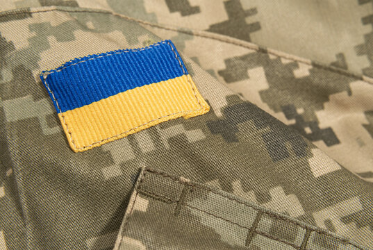 Military uniform with Ukrainian flag patch