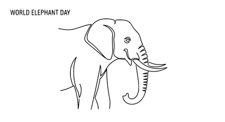 Fototapeta premium World Elephant Day Line Art - Elegant Elephant Illustration